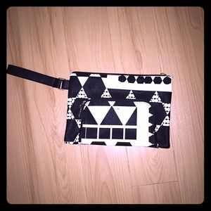 BEBE Black & White Wristlet